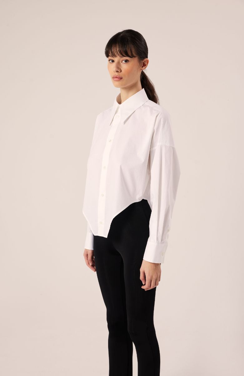 Asymmetric cotton shirt-White MM6 MAISON MARGIELA