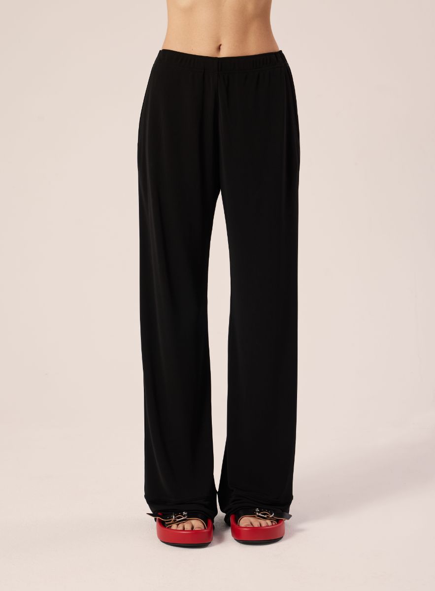 Relaxed tie waist trousers-Black MM6 MAISON MARGIELA