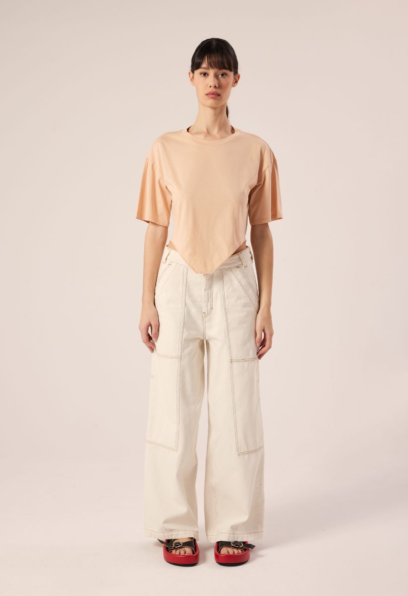 Asymmetric T-shirt-Dusty pink MM6 MAISON MARGIELA