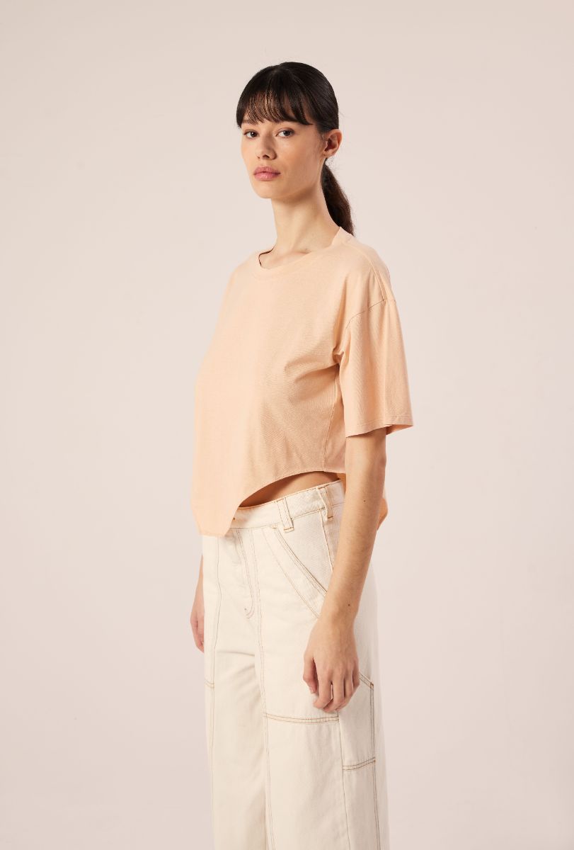 Asymmetric T-shirt-Dusty pink MM6 MAISON MARGIELA