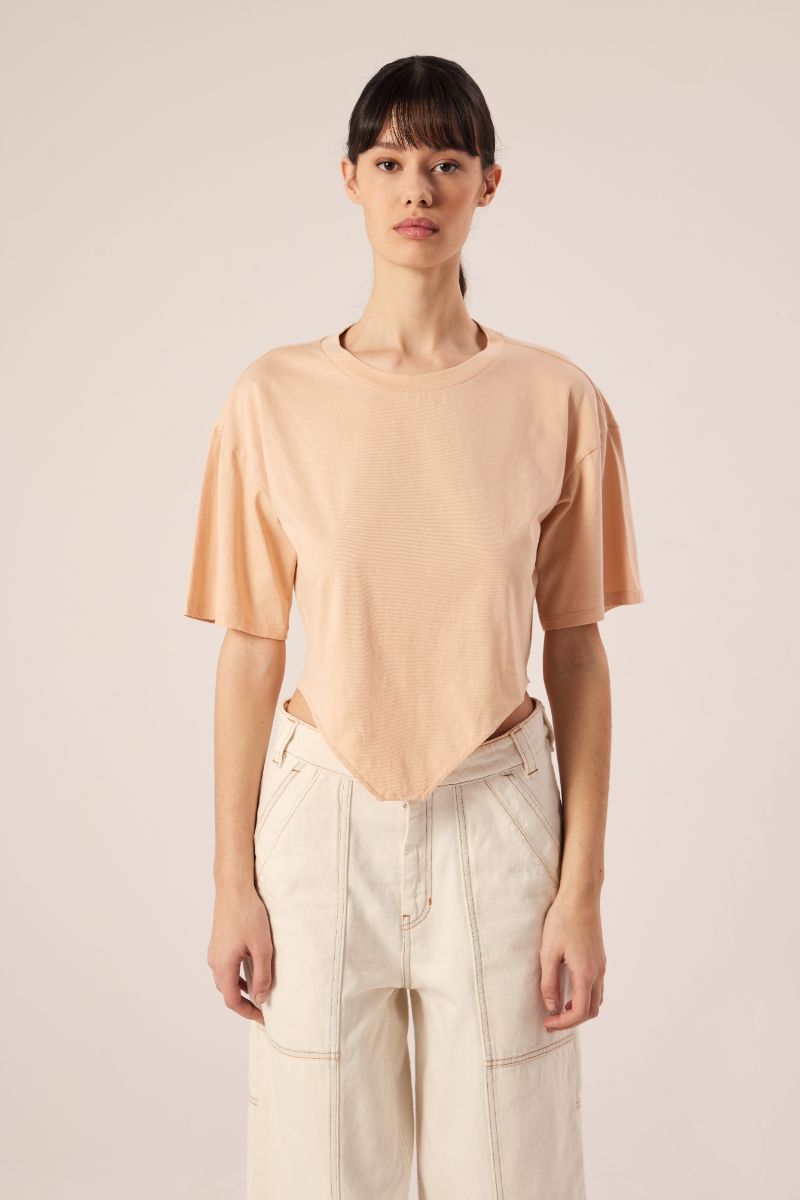 Asymmetric T-shirt-Dusty pink MM6 MAISON MARGIELA