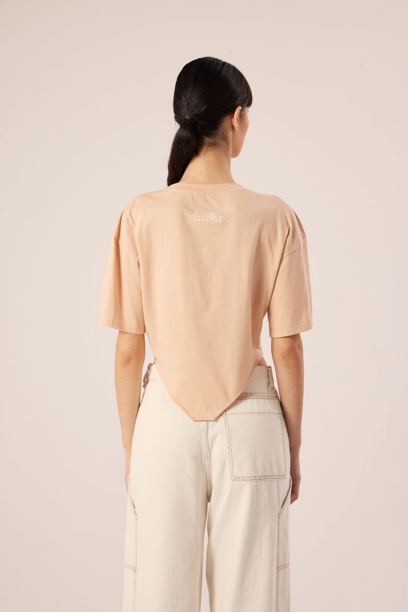 Asymmetric T-shirt-Dusty pink MM6 MAISON MARGIELA