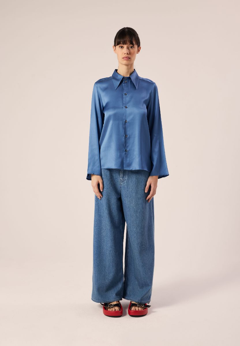 Satin shirt-Blue MM6 MAISON MARGIELA