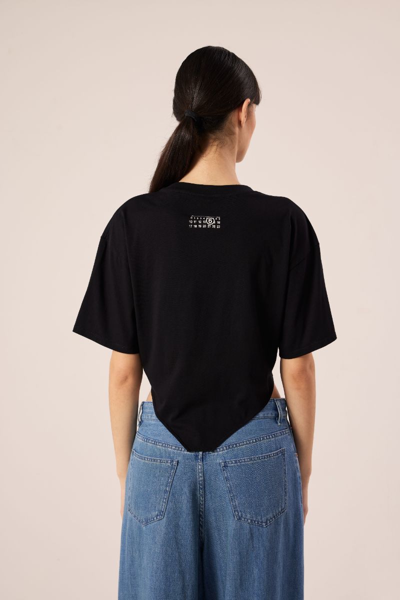Asymmetric T-shirt-Black MM6 MAISON MARGIELA