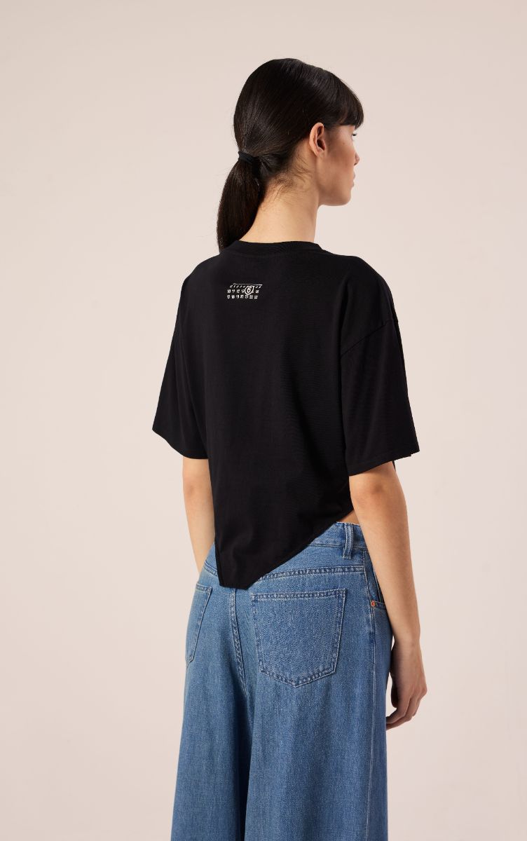 Asymmetric T-shirt-Black MM6 MAISON MARGIELA