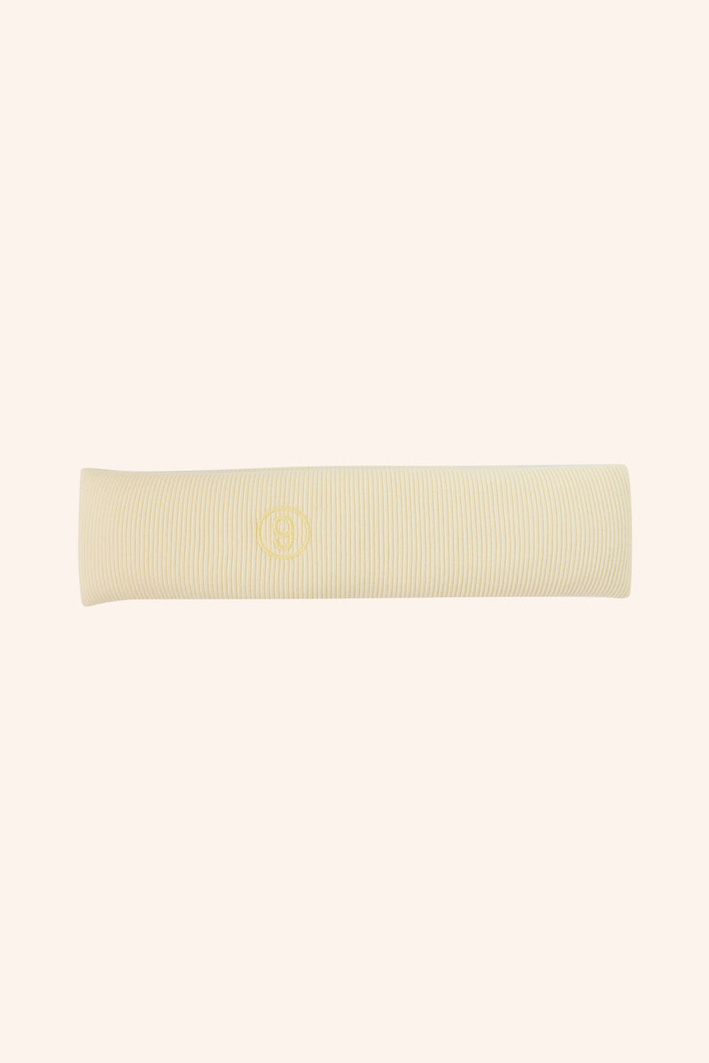 Logo ribbed headband-Beige MM6 MAISON MARGIELA