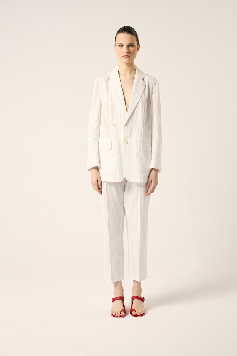 Striped suit jacket-White/Black MM6 MAISON MARGIELA