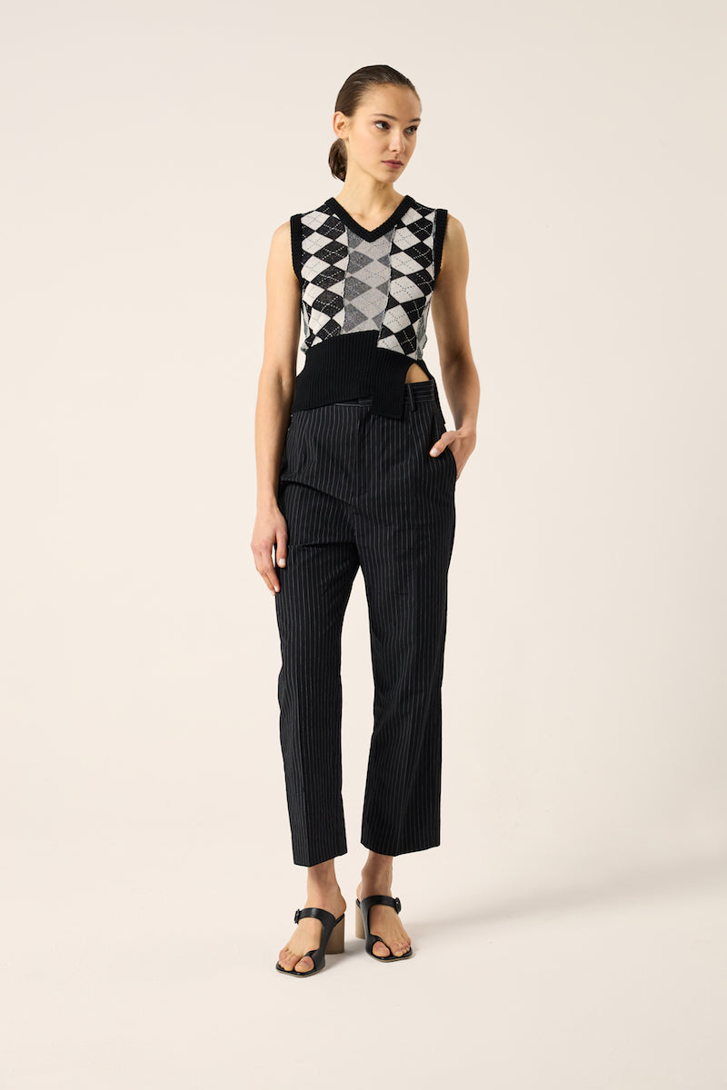 Cropped striped trousers-Black MM6 MAISON MARGIELA