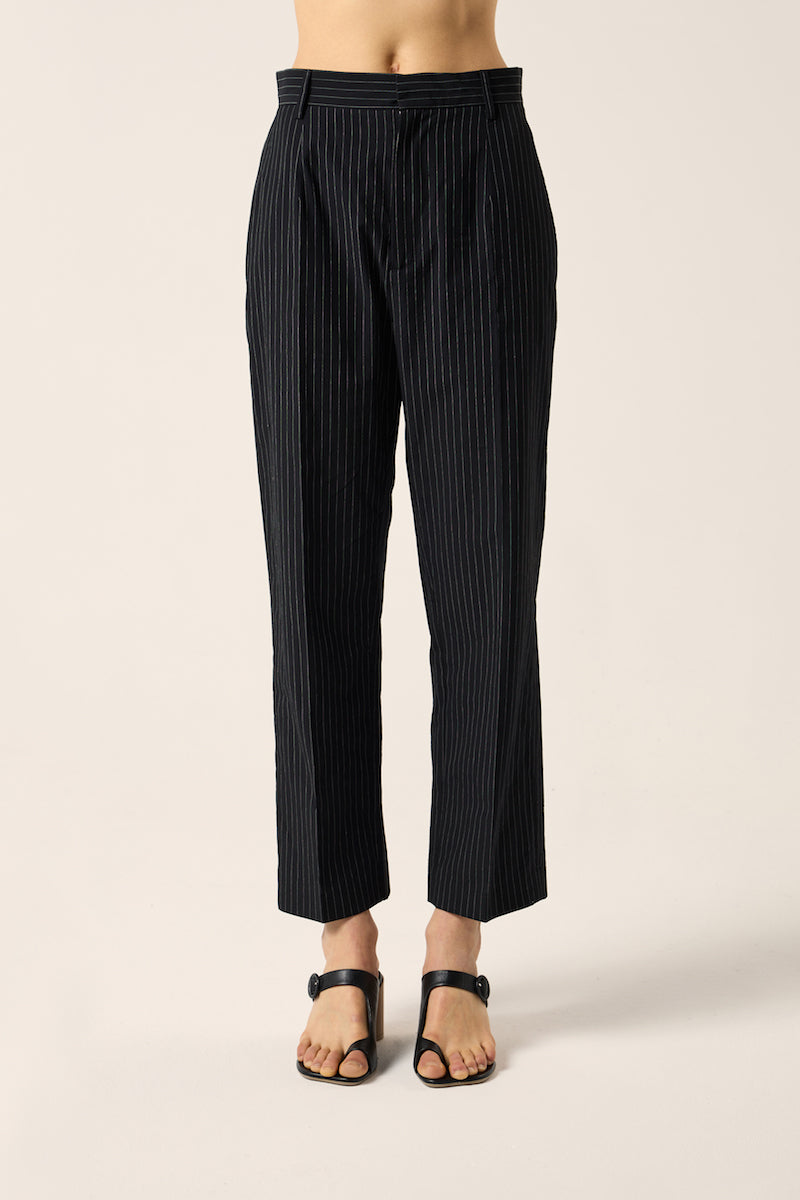 Cropped striped trousers-Black MM6 MAISON MARGIELA