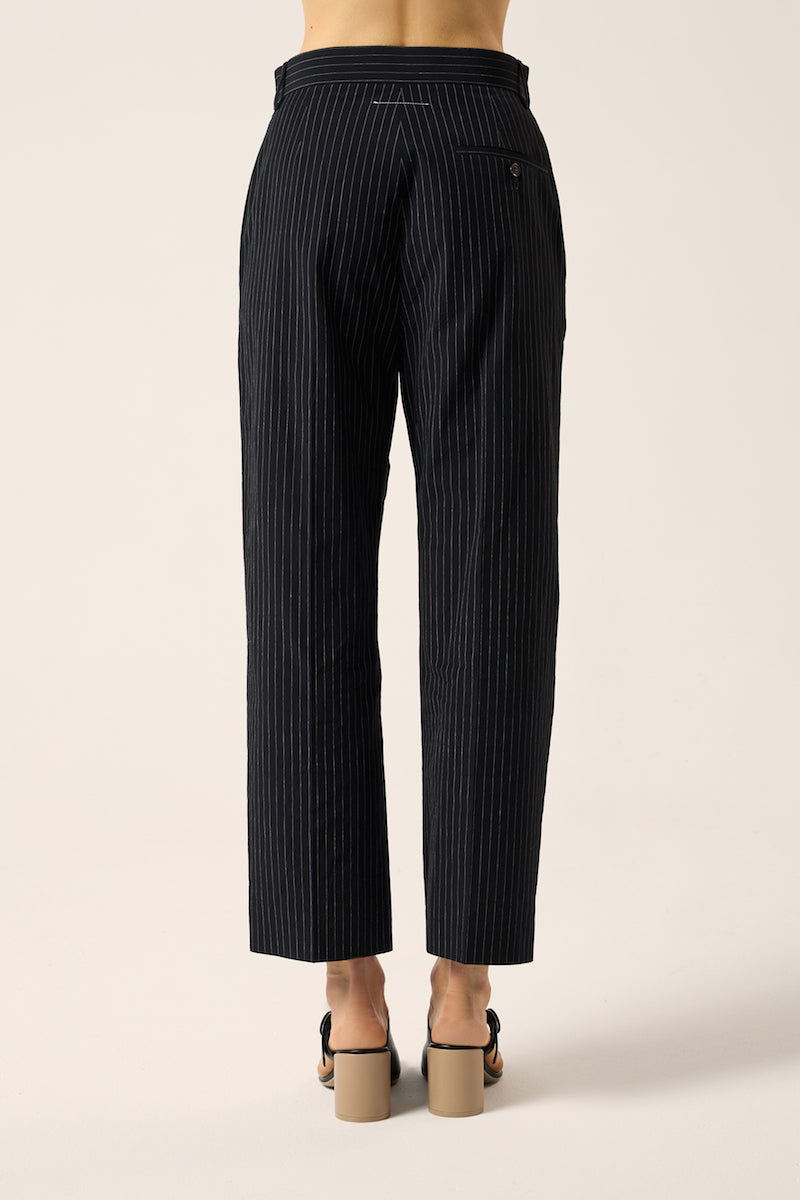 Cropped striped trousers-Black MM6 MAISON MARGIELA