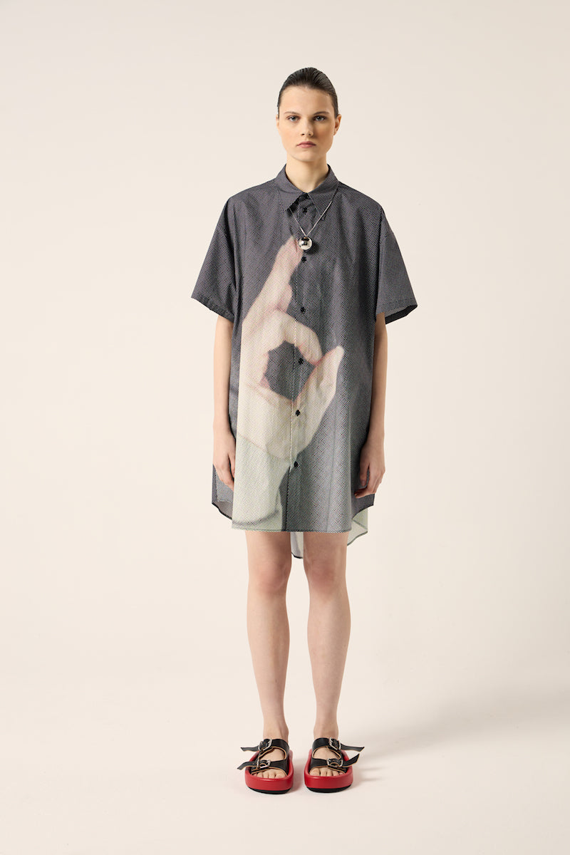 Hand print shirt dress-Black MM6 MAISON MARGIELA