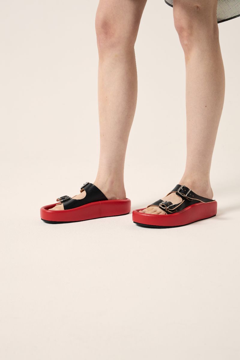 Buckle strap sandals-Black/Red MM6 MAISON MARGIELA