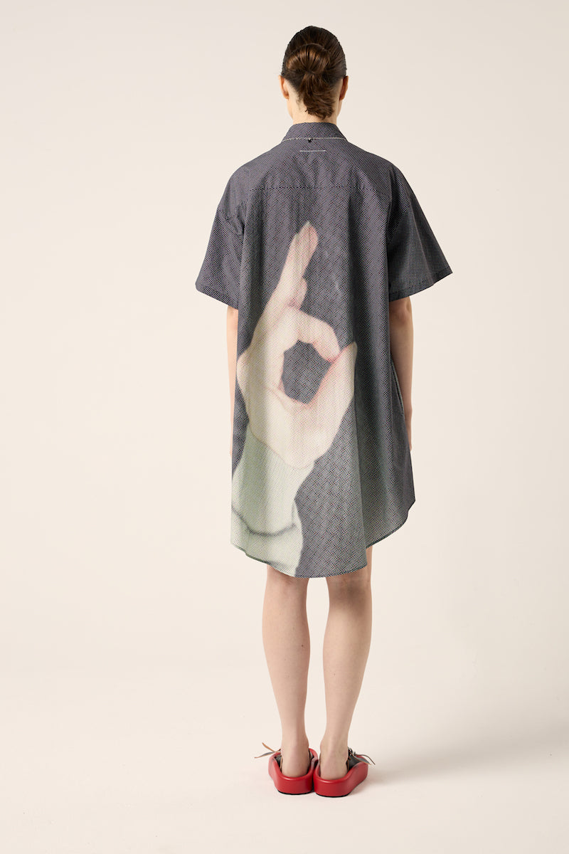 Hand print shirt dress-Black MM6 MAISON MARGIELA