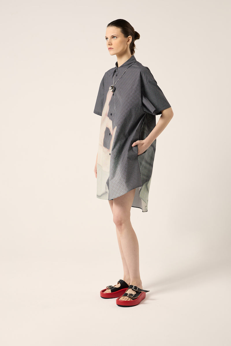 Hand print shirt dress-Black MM6 MAISON MARGIELA