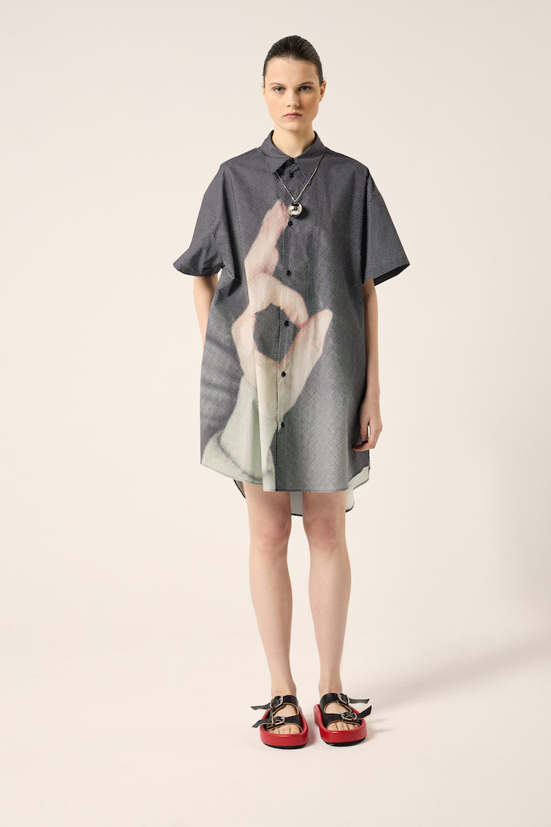 Hand print shirt dress-Black MM6 MAISON MARGIELA