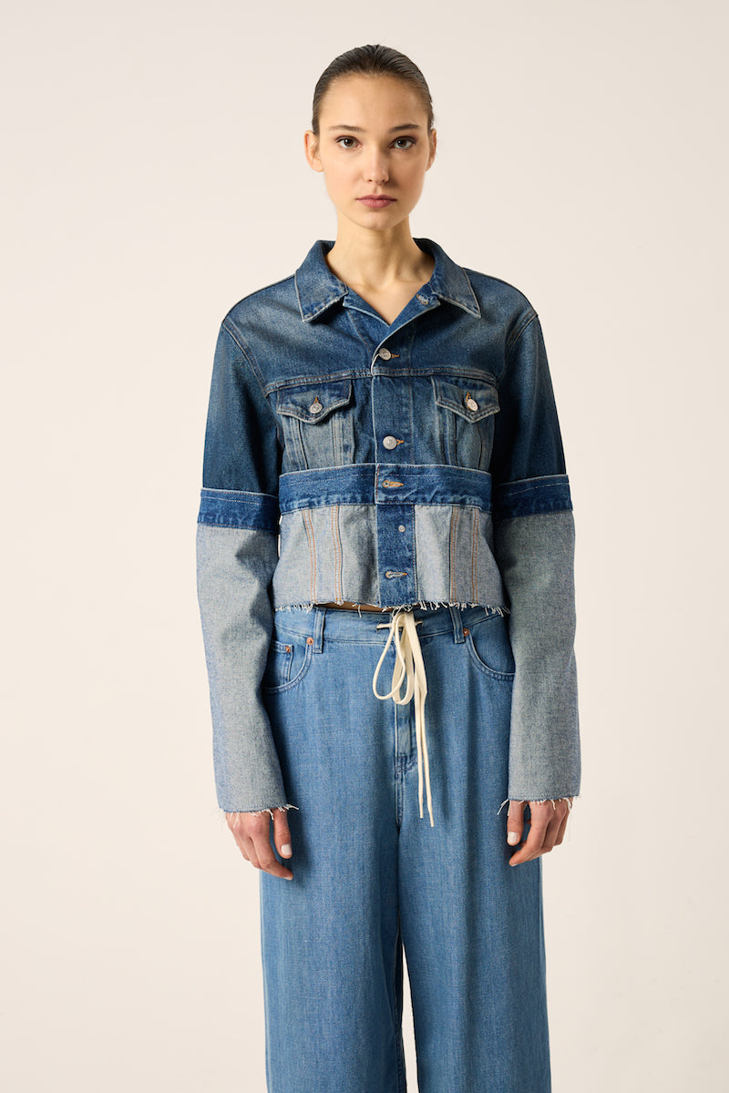 Deconstructed denim jacket-Blue MM6 MAISON MARGIELA