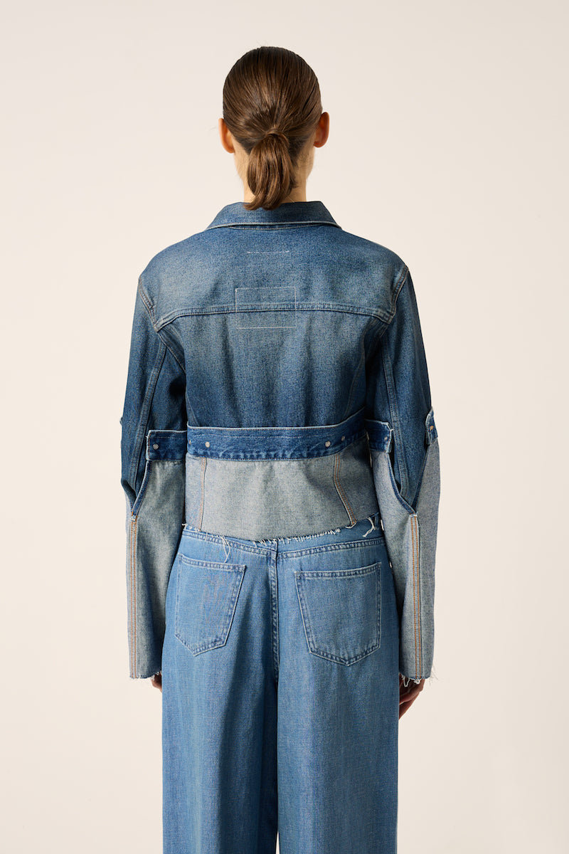 Deconstructed denim jacket-Blue MM6 MAISON MARGIELA