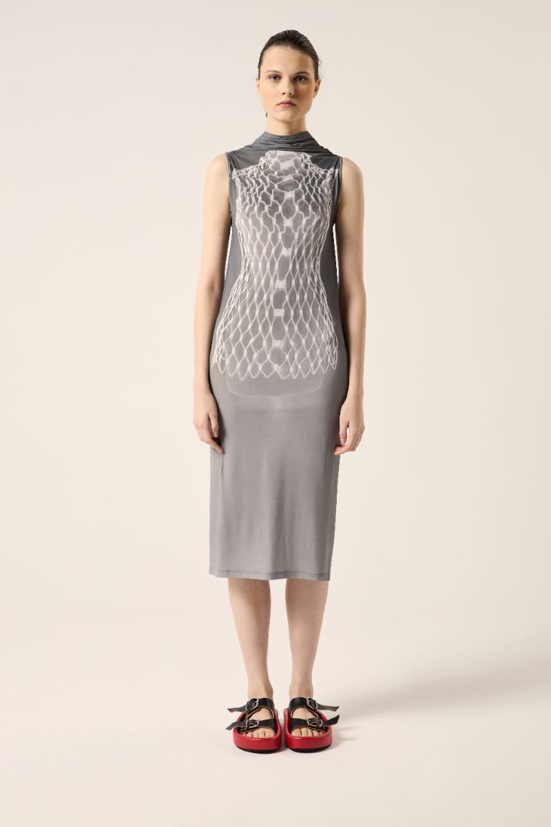 Trompe l’oeil drape dress-Grey MM6 MAISON MARGIELA