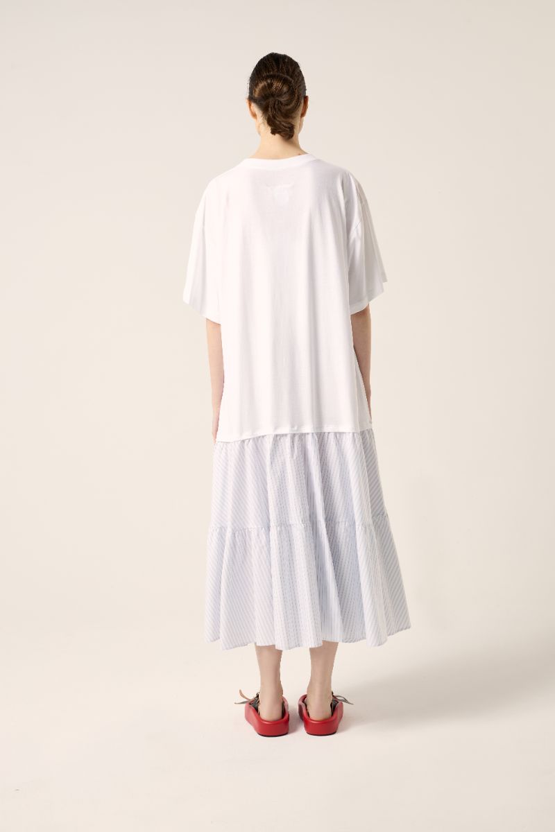 Striped T-shirt dress-White MM6 MAISON MARGIELA