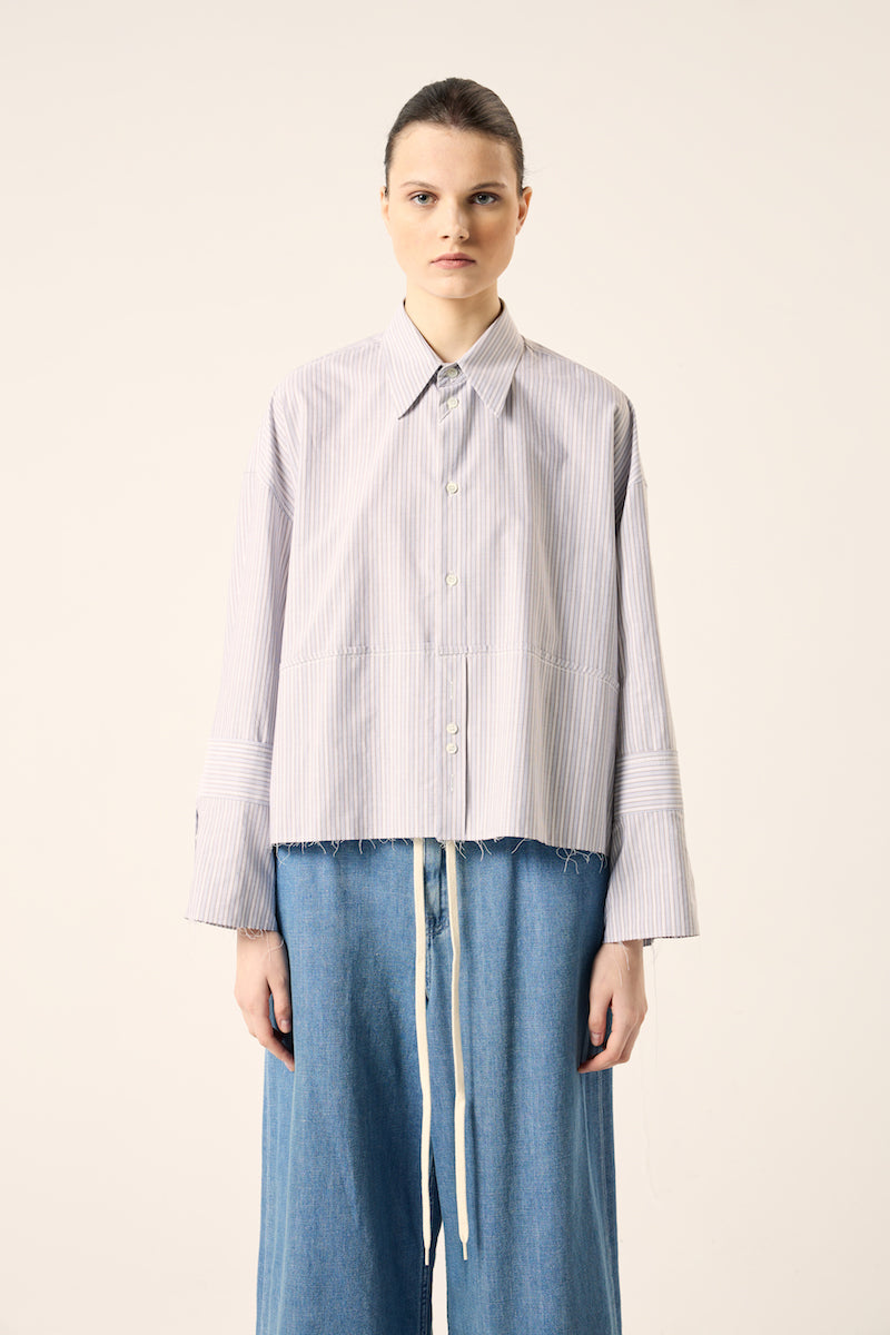 Striped cotton shirt-Grey/Light blue MM6 MAISON MARGIELA