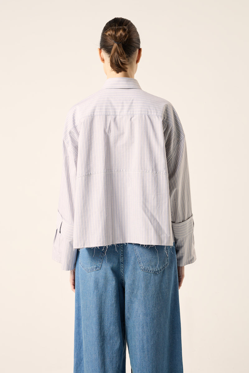 Striped cotton shirt-Grey/Light blue MM6 MAISON MARGIELA