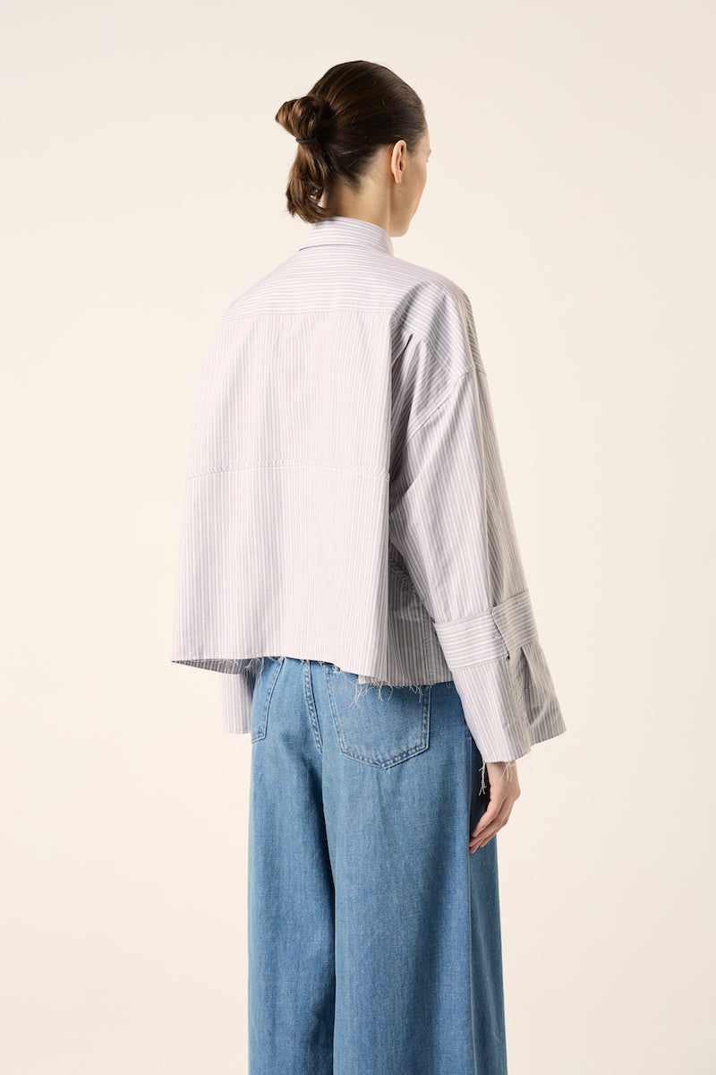 Striped cotton shirt-Grey/Light blue MM6 MAISON MARGIELA