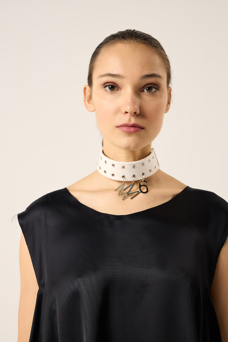 Logo choker-White MM6 MAISON MARGIELA