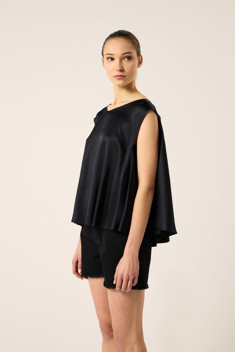 Cape detail sleeveless top-Black MM6 MAISON MARGIELA