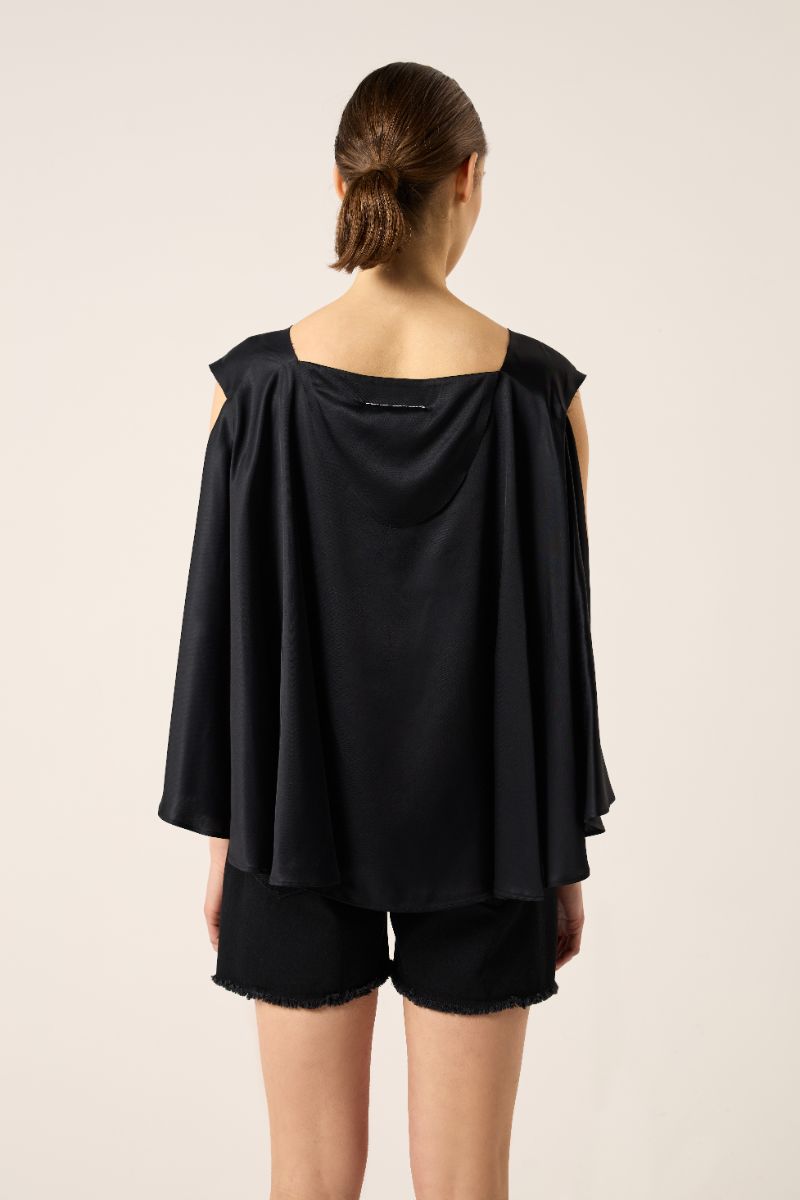Cape detail sleeveless top-Black MM6 MAISON MARGIELA