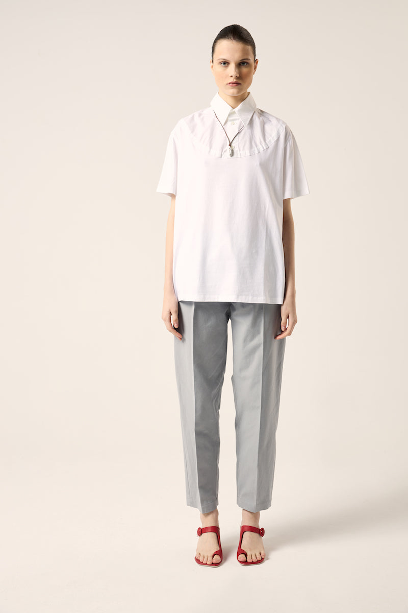 Drawstring cotton trousers-Grey MM6 MAISON MARGIELA