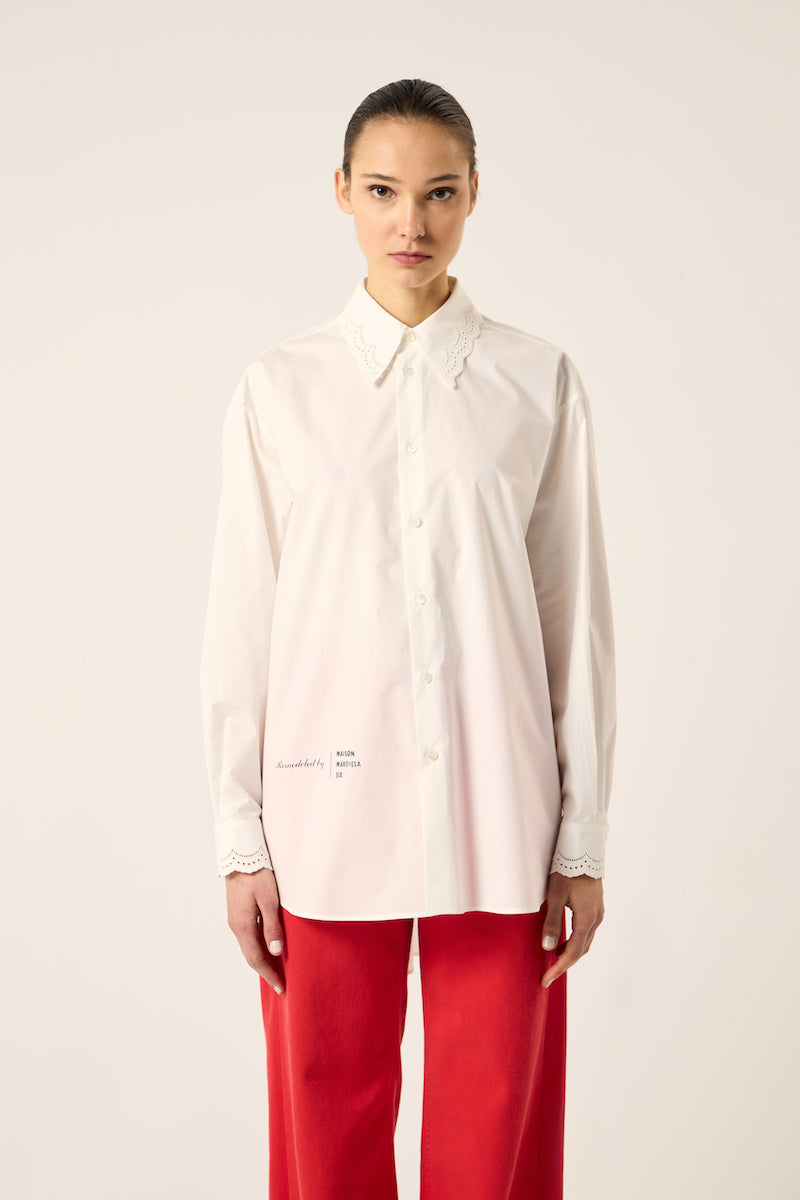 Scalloped detail shirt-Off white MM6 MAISON MARGIELA