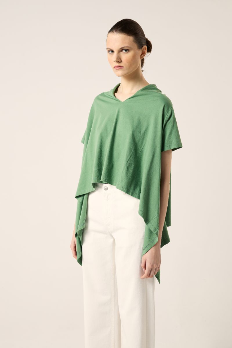 Draped cotton top-Green MM6 MAISON MARGIELA