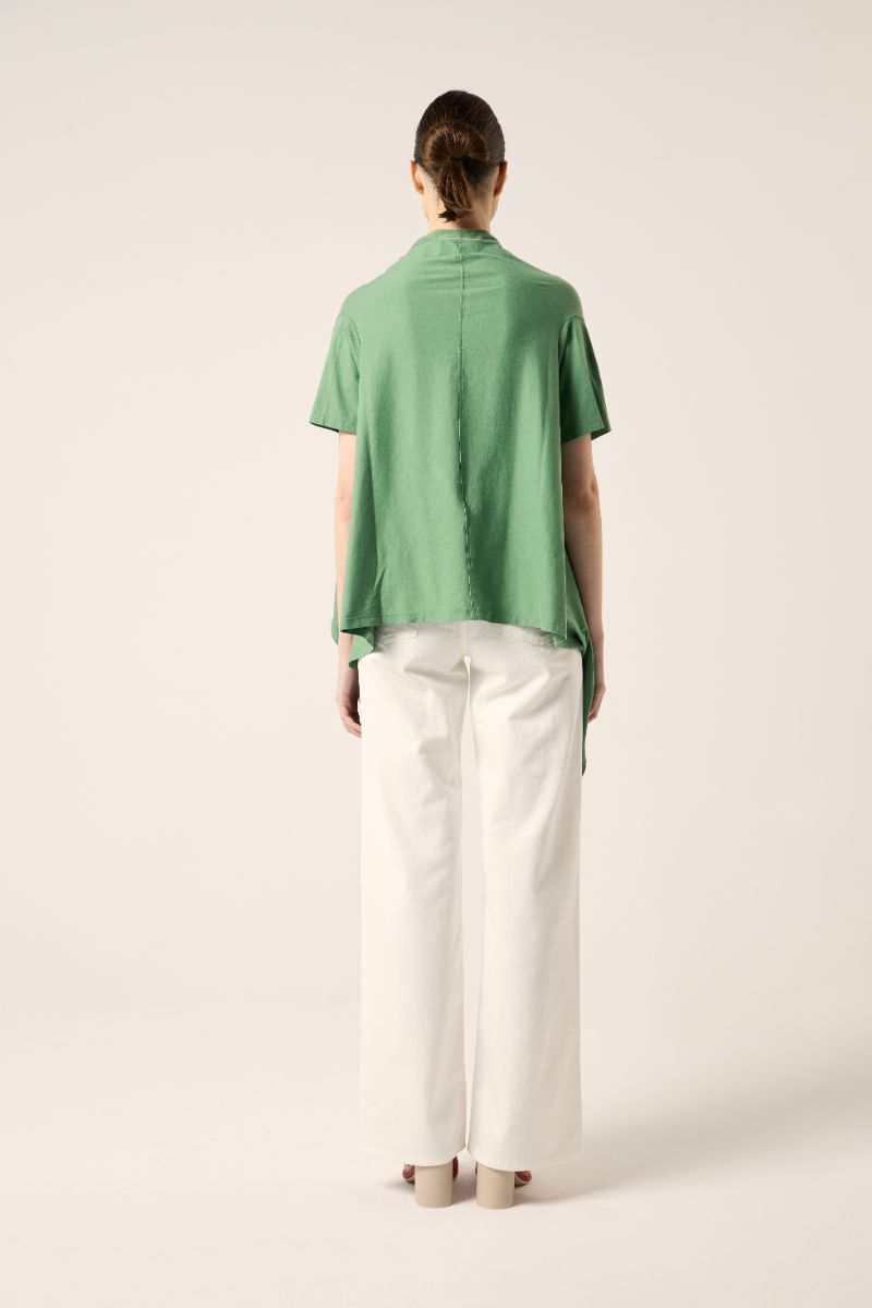 Draped cotton top-Green MM6 MAISON MARGIELA