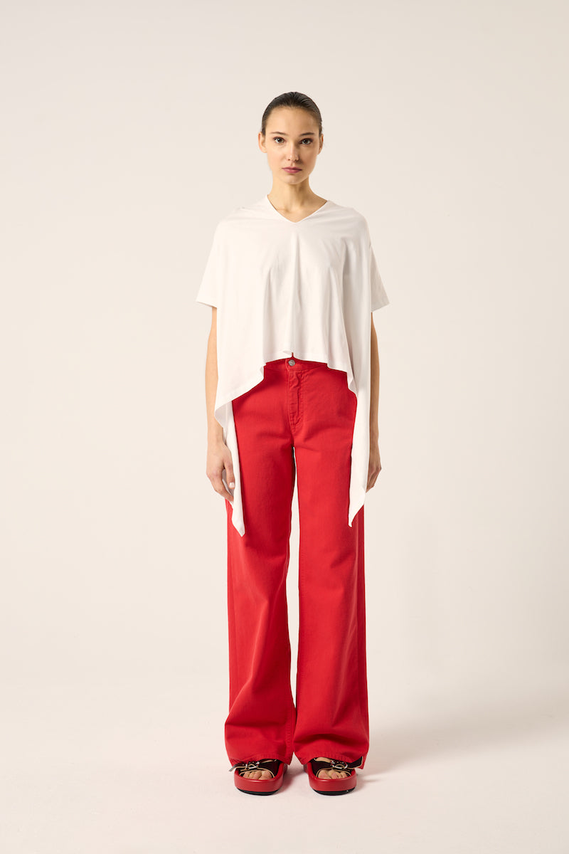 Draped cotton top-White MM6 MAISON MARGIELA