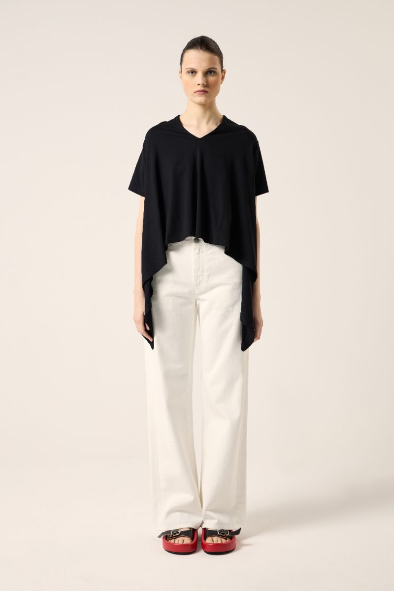 Draped cotton top-Black MM6 MAISON MARGIELA