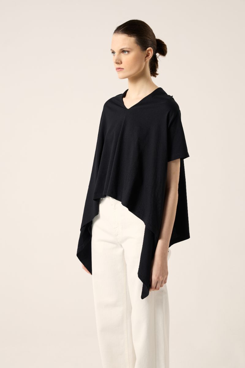 Draped cotton top-Black MM6 MAISON MARGIELA