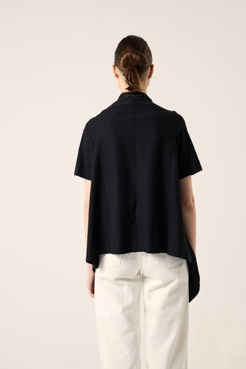 Draped cotton top-Black MM6 MAISON MARGIELA