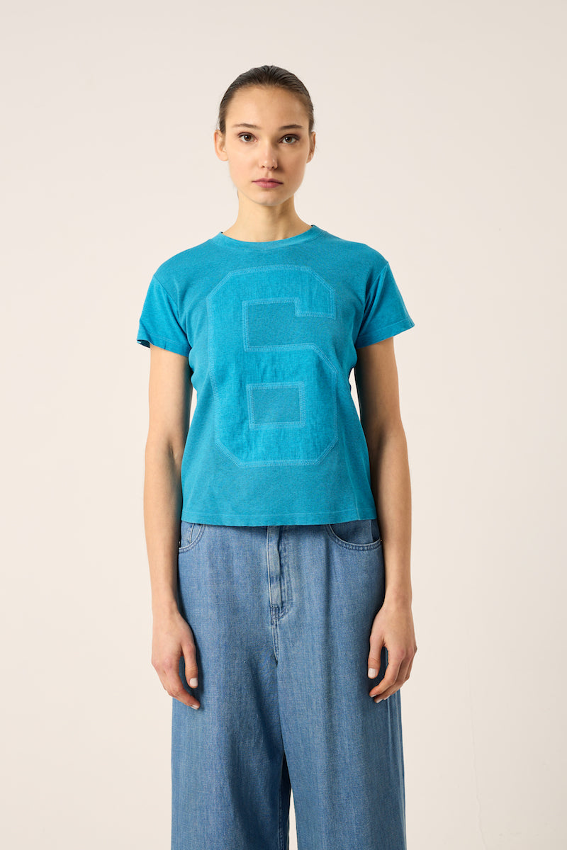 Logo print T-shirt-Blue MM6 MAISON MARGIELA