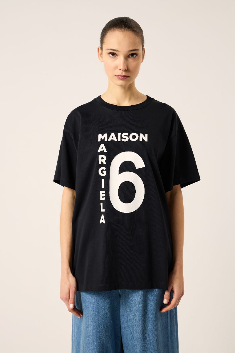 Logo print T-shirt-Black MM6 MAISON MARGIELA