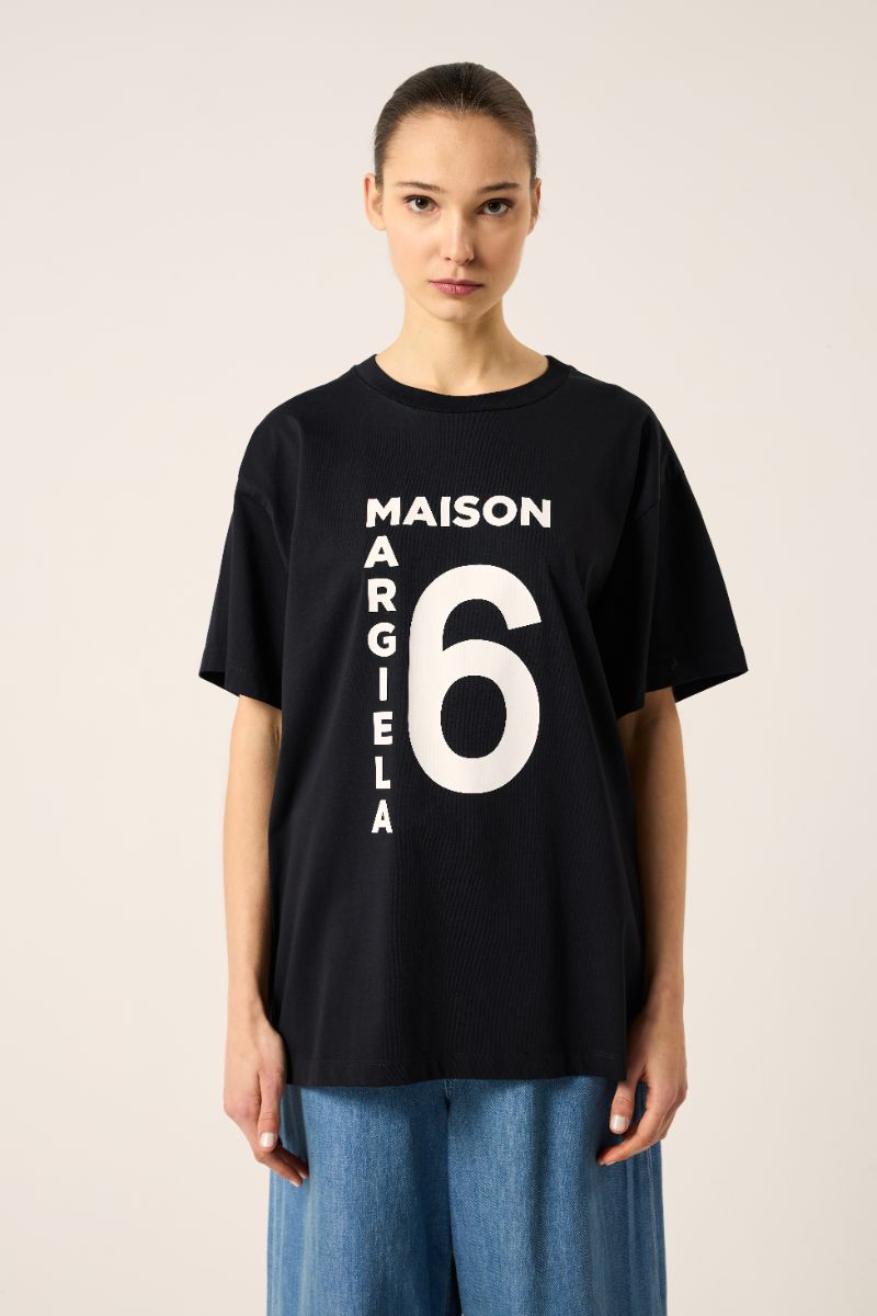 Logo print T-shirt-Black MM6 MAISON MARGIELA