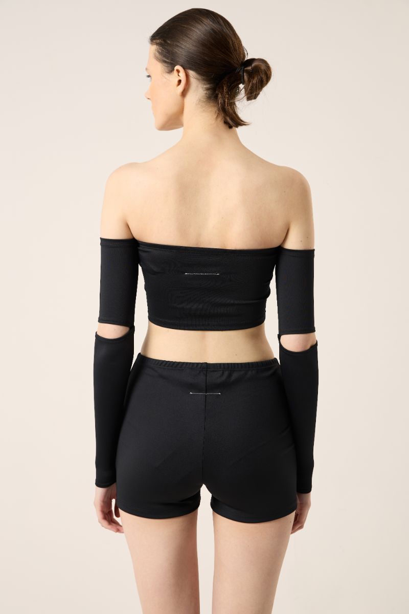 Logo print shorts-Black MM6 MAISON MARGIELA