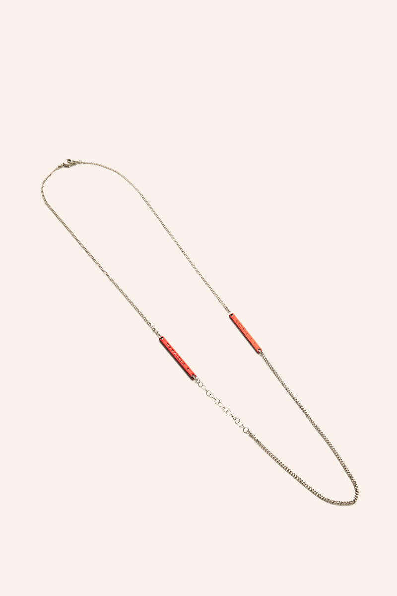 Logo plaque chain necklace-Red MM6 MAISON MARGIELA