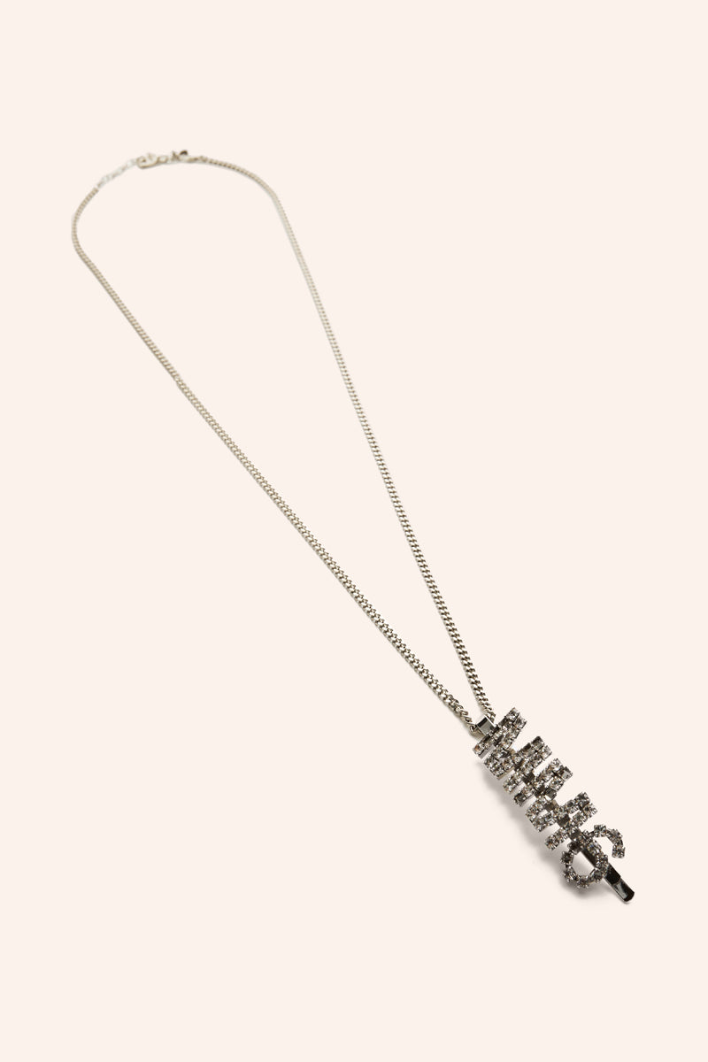 Crystal logo chain necklace-Silver MM6 MAISON MARGIELA