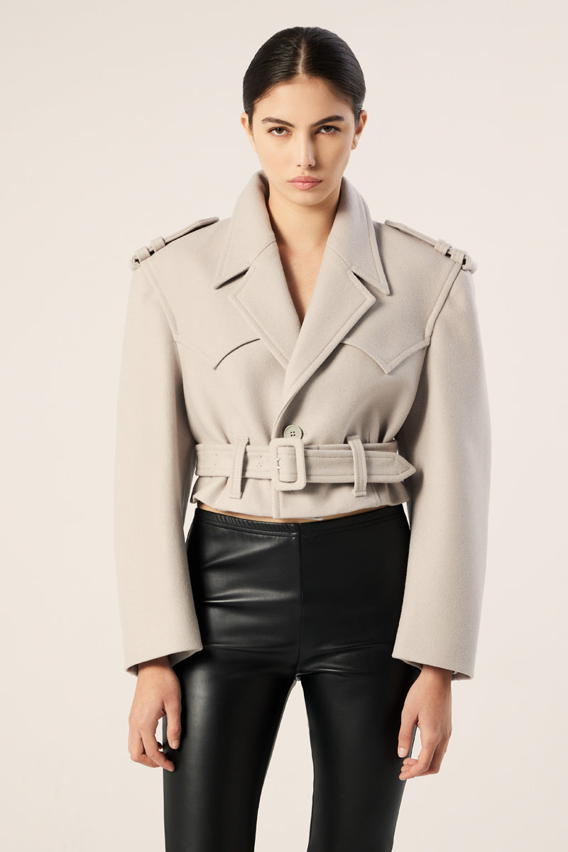 Cropped biker jacket-Grey MM6 MAISON MARGIELA - Studio Avra