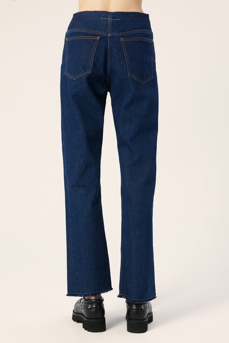Frayed edges denim pants-Blue MM6 MAISON MARGIELA