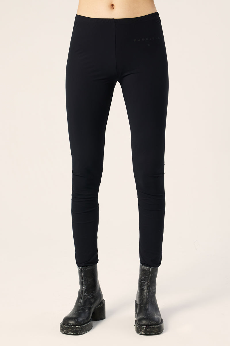 Logo print high-waist leggings-Black MM6 MAISON MARGIELA
