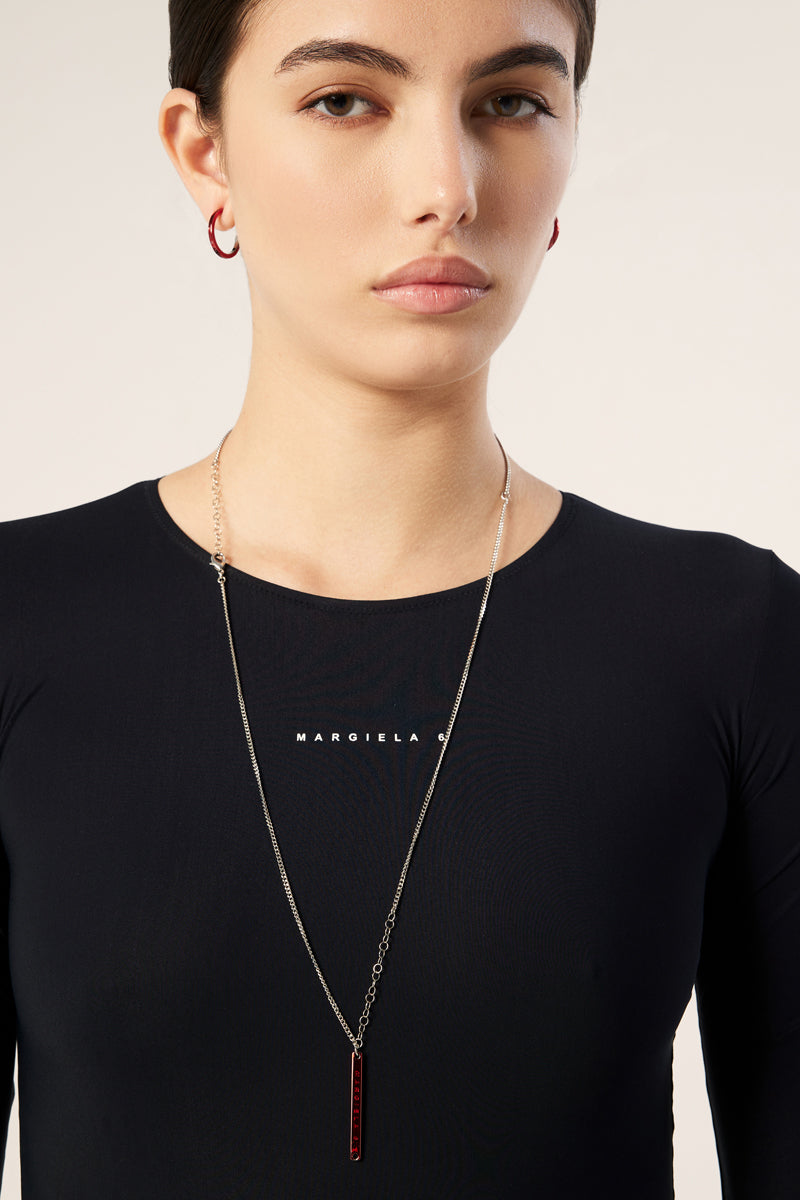 Logo plaque necklace-Red MM6 MAISON MARGIELA