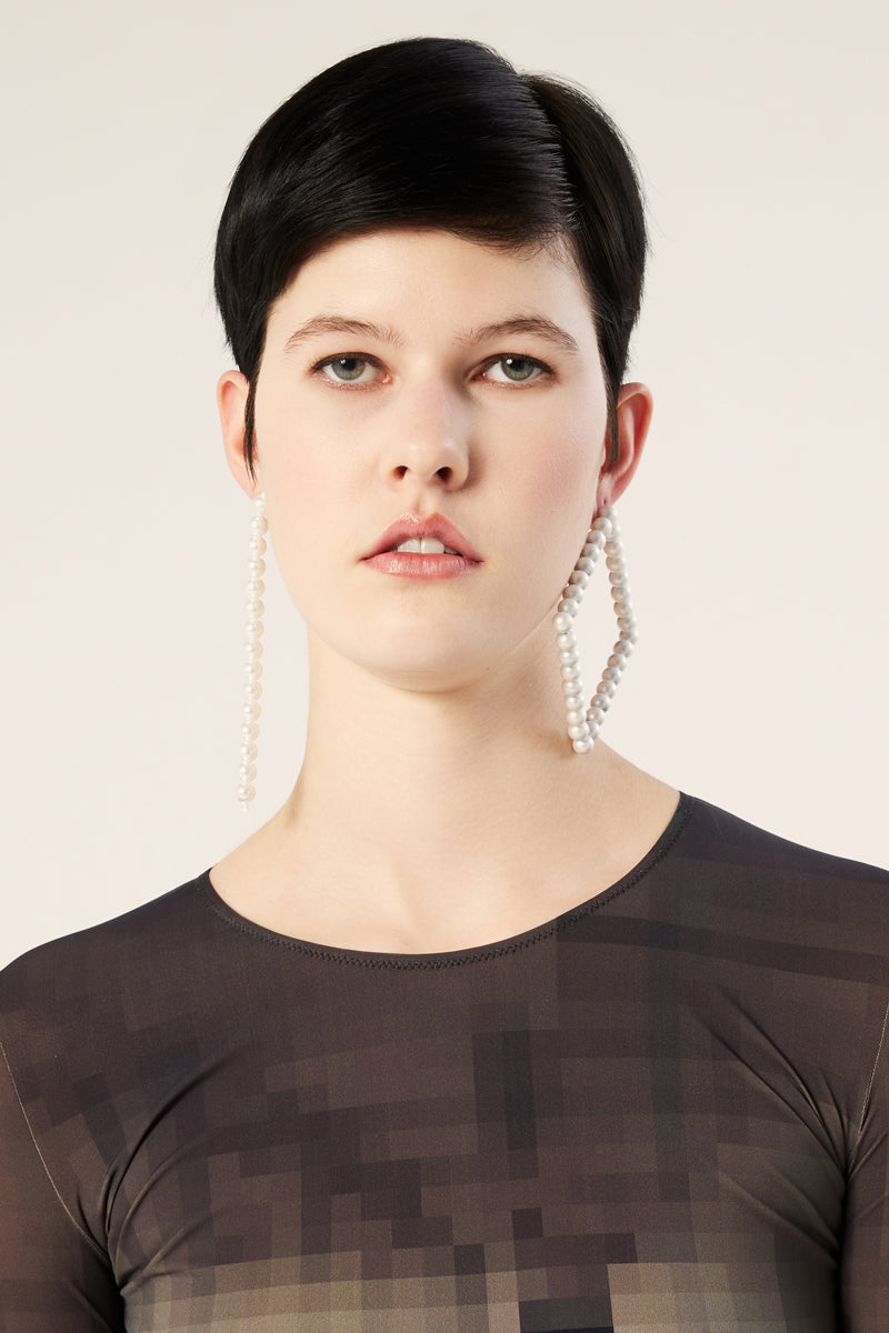 Asymmetric pearl earrings-Silver/White MM6 MAISON MARGIELA