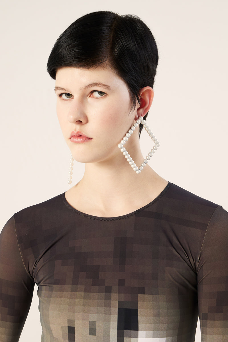 Asymmetric pearl earrings-Silver/White MM6 MAISON MARGIELA