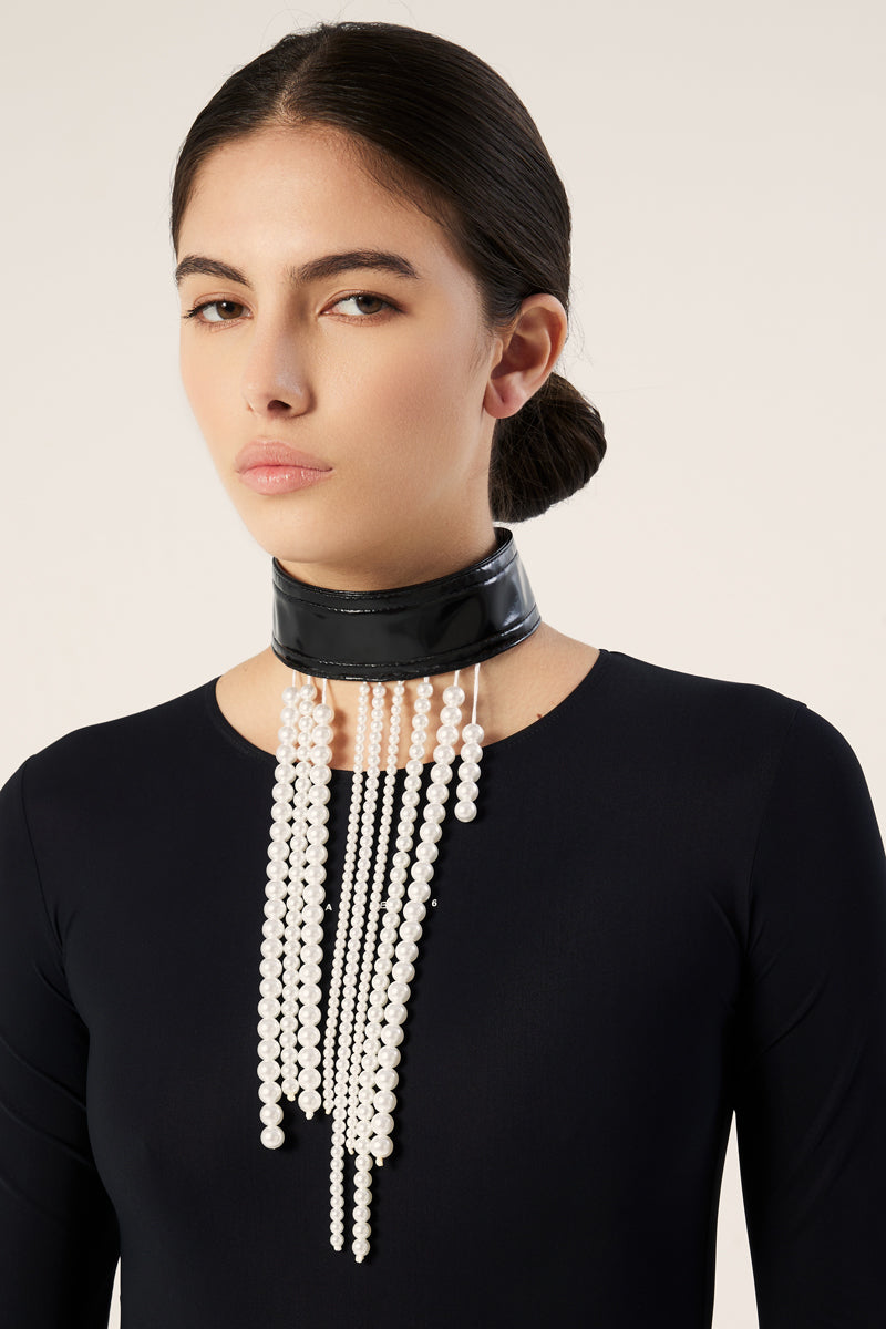 Pearl chocker necklace-Black MM6 MAISON MARGIELA
